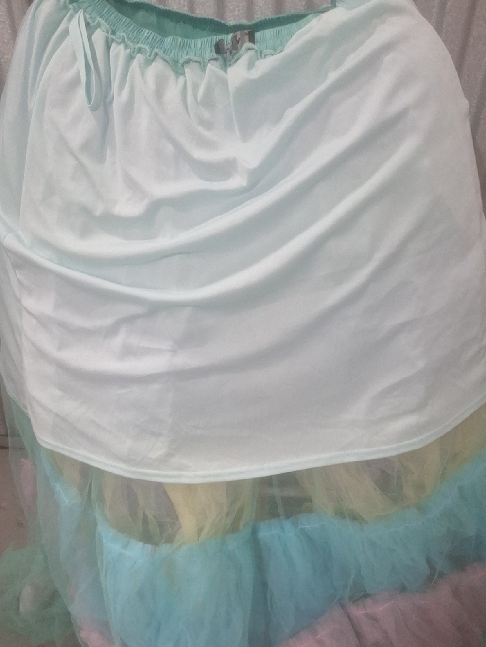 Pastel Tiered Tulle High-Low Strapless DRESS L/XL This Is New Without Tags - Picture 10 of 10